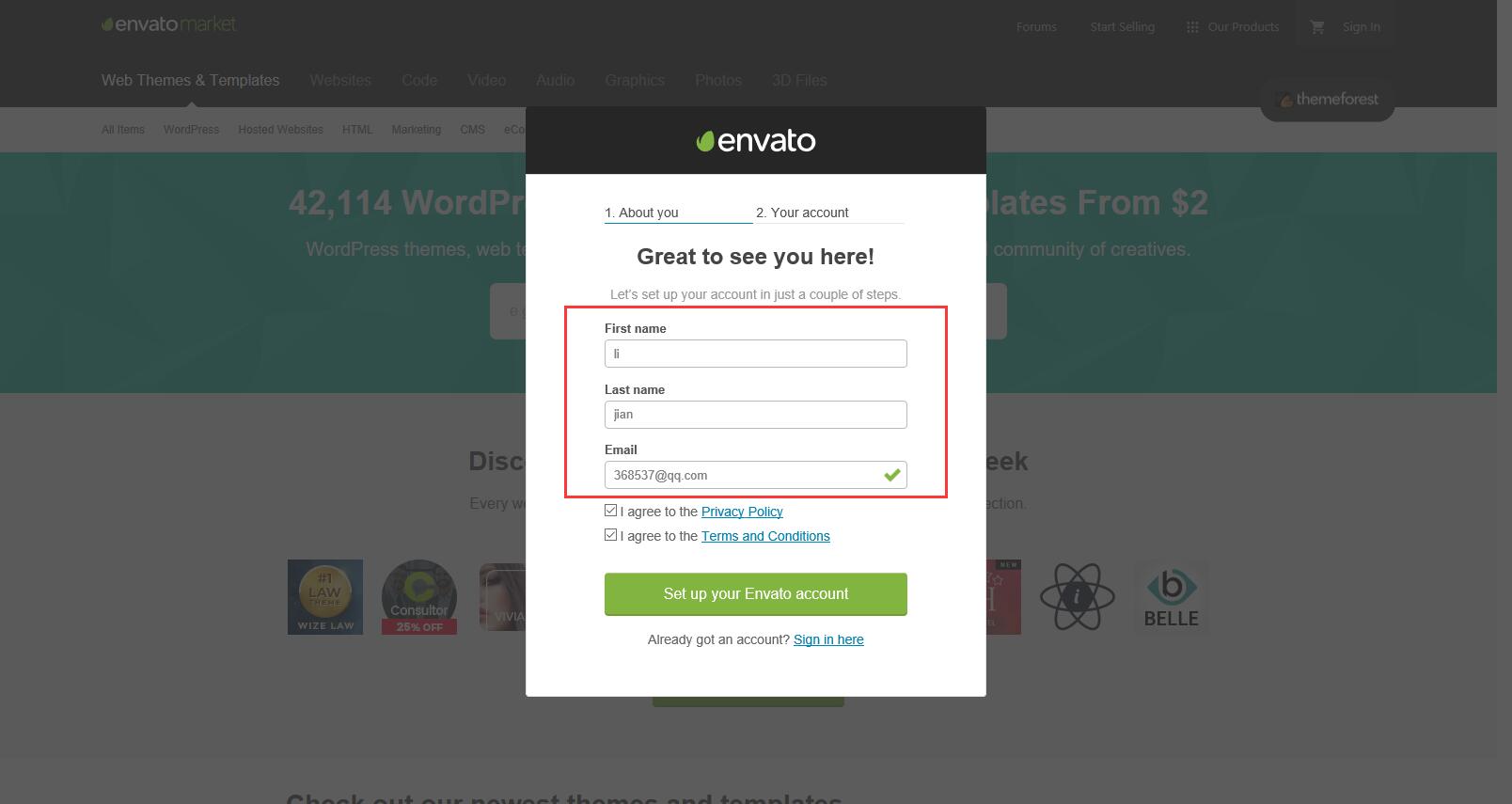 注册envato账号教程，如需帮忙注册，请提前准备资料 - envato 3